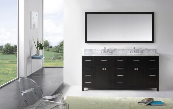 Virtu USA 72" Caroline Parkway Double Bathroom Vanity Square Sinks Espresso Color