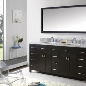 Virtu USA 72" Caroline Parkway Double Bathroom Vanity Square Sinks Espresso Color