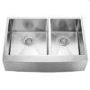 Vigo VGR3320BL 33" Farmhouse 15mm Radius Double Bowl Kitchen Sink