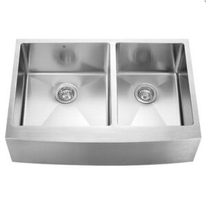 Vigo VGR3320BL 33" Farmhouse 15mm Radius Double Bowl Kitchen Sink