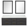 Castor 60W x 22D Black Double Bath Vanity, Carrara Marble Top, and 28Mirrors