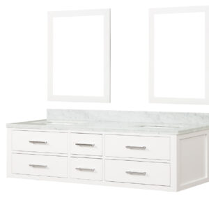 Castor 72W x 22D White Double Bath Vanity, Carrara Marble Top, and 34Mirrors