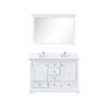 Dukes 48 in. W x 22 in. D White Double Bath Vanity, White Quartz Top, Faucet Set, 46 in. Mirror