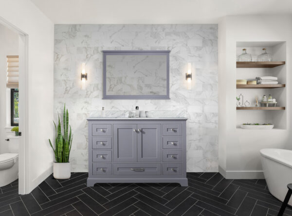 Dukes 48 in. W x 22 in. D Dark Grey Single Bath Vanity and 46 in. Mirror