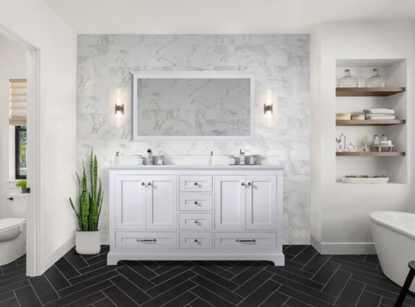 Dukes 60 in. W x 22 in. D White Double Bath Vanity and Cultured Marble Top