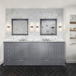 Dukes 84 in. W x 22 in. D Dark Grey Double Bath Vanity and 34 in. Mirrors