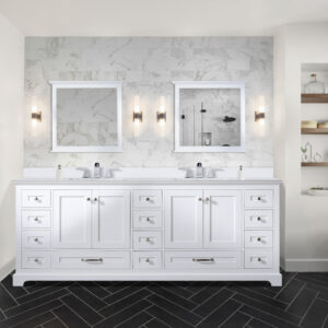 Dukes 84 in. W x 22 in. D White Double Bath Vanity and Cultured Marble Top