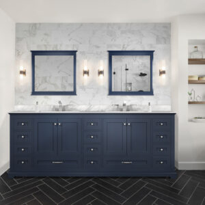 Dukes 84 in. W x 22 in. D Navy Blue Double Bath Vanity and 34 in. Mirrors