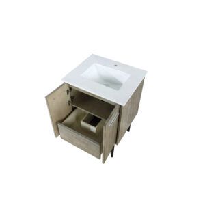 Lancy 24W x 20D Rustic Acacia Bath Vanity and White Quartz Top