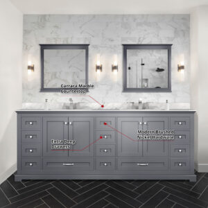 Dukes 84 in. W x 22 in. D Dark Grey Double Bath Vanity and 34 in. Mirrors