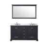 Dukes 60 in. W x 22 in. D Espresso Double Bath Vanity, Carrara Marble Top, Faucet Set, and 58 in. Mirror