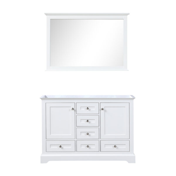 Dukes 48 in. W x 22 in. D White Double Bath Vanity and 46 in. Mirror