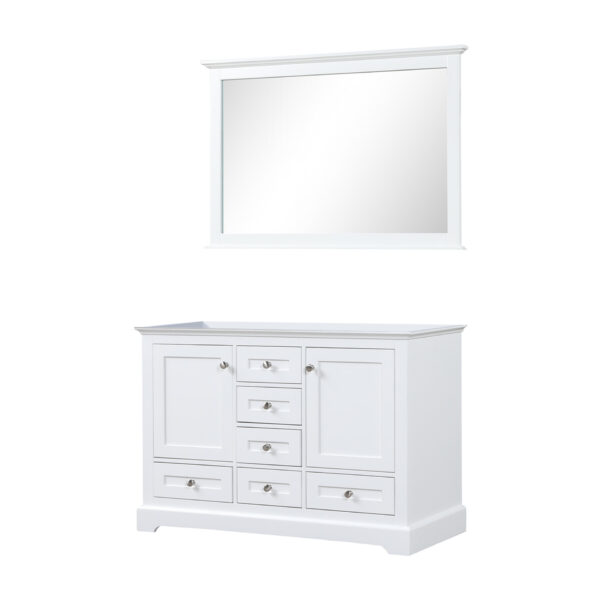 Dukes 48 in. W x 22 in. D White Double Bath Vanity and 46 in. Mirror