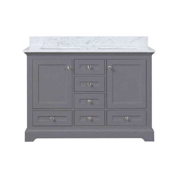 Dukes 48 in. W x 22 in. D Dark Grey Double Bath Vanity and Carrara Marble Top