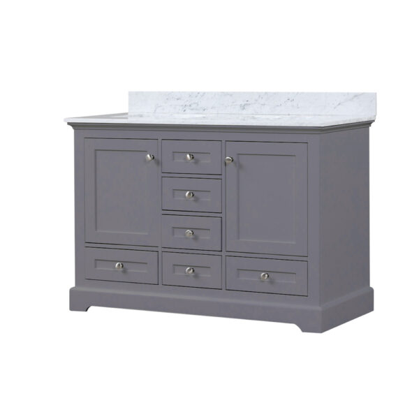 Dukes 48 in. W x 22 in. D Dark Grey Double Bath Vanity and Carrara Marble Top