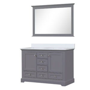 Dukes 48 in. W x 22 in. D Dark Grey Double Bath Vanity, Cultured Marble Top, and 46 in. Mirror