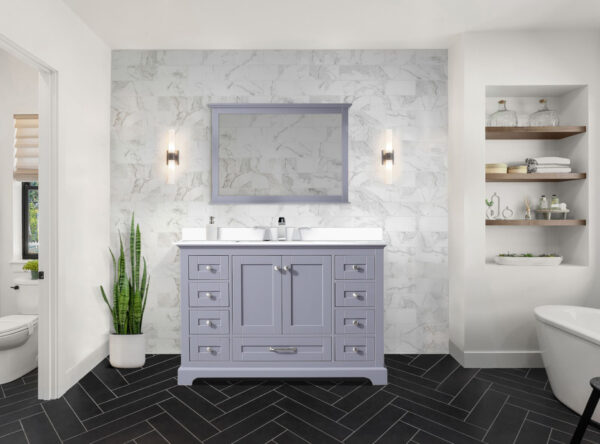 Dukes 48 in. W x 22 in. D Dark Grey Double Bath Vanity and Cultured Marble Top