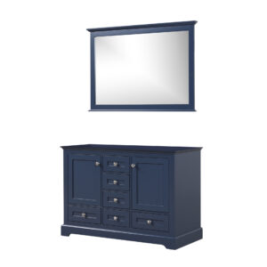 Dukes 48 in. W x 22 in. D Navy Blue Double Bath Vanity and 46 in. Mirror