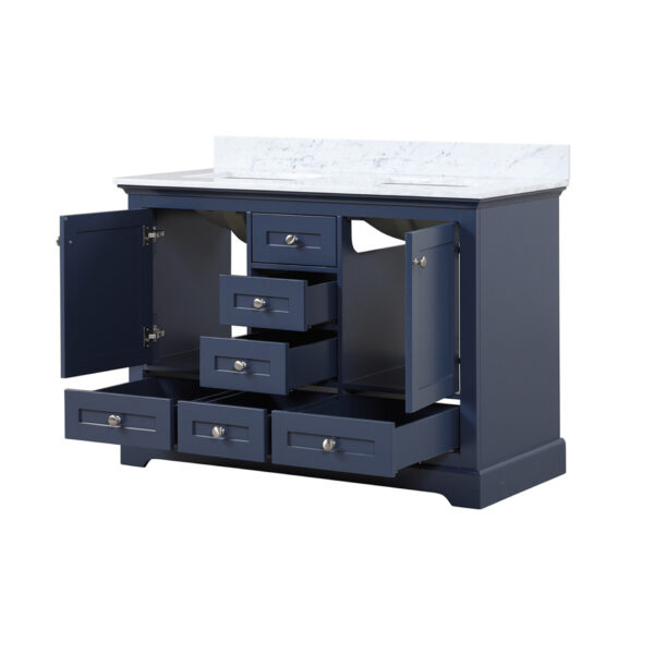 Dukes 48 in. W x 22 in. D Navy Blue Double Bath Vanity and Carrara Marble Top