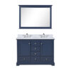 Dukes 48 in. W x 22 in. D Navy Blue Double Bath Vanity, White Quartz Top, Faucet Set, and 46 in. Mirror