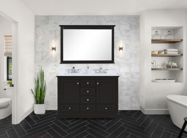 Dukes 48 in. W x 22 in. D Espresso Double Bath Vanity and Carrara Marble Top