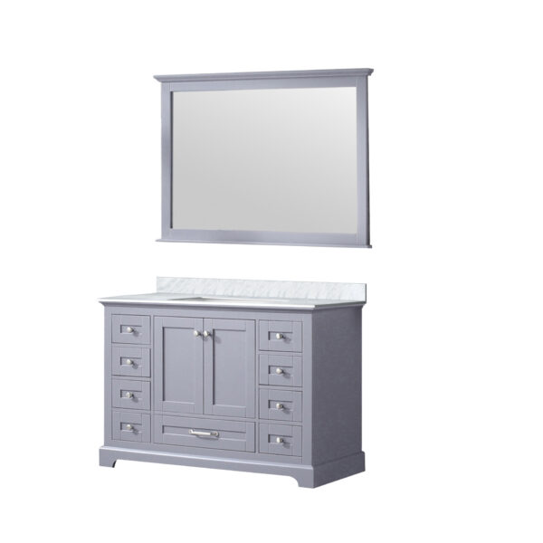 Dukes 60 in. W x 22 in. D Dark Grey Double Bath Vanity, Carrara Marble Top, and 58 in. Mirror