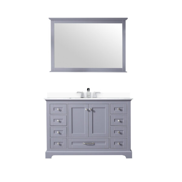 Dukes 48 in. W x 22 in. D Dark Grey Single Bath Vanity, Cultured Marble Top, Faucet Set, and 46 in. Mirror