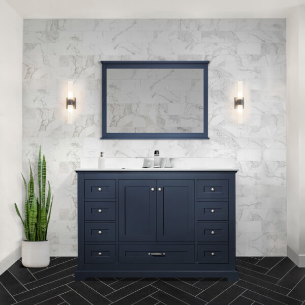 Dukes 48 in. W x 22 in. D Navy Blue Single Bath Vanity and Cultured Marble Top