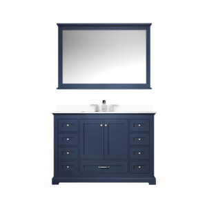 Dukes 48 in. W x 22 in. D Navy Blue Single Bath Vanity, Cultured Marble Top, Faucet Set, and 46 in. Mirror