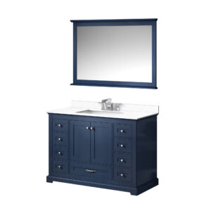 Dukes 48 in. W x 22 in. D Navy Blue Single Bath Vanity, Cultured Marble Top, Faucet Set, and 46 in. Mirror