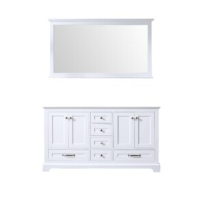 Dukes 60 in. W x 22 in. D White Double Bath Vanity and 58 in. Mirror