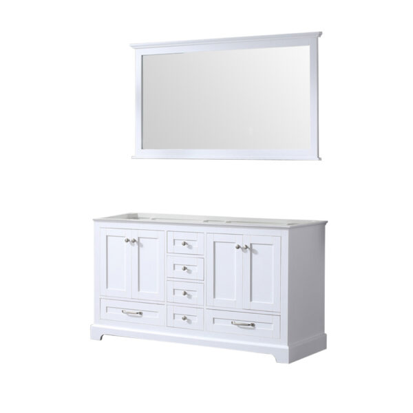 Dukes 60 in. W x 22 in. D White Double Bath Vanity and 58 in. Mirror