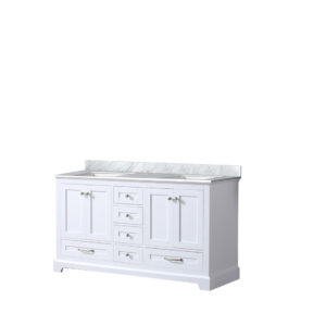 Dukes 60 in. W x 22 in. D White Double Bath Vanity and Carrara Marble Top