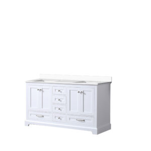 Dukes 60 in. W x 22 in. D White Double Bath Vanity and Cultured Marble Top