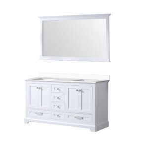 Dukes 60 in. W x 22 in. D White Double Bath Vanity, Cultured Marble Top, and 58 in. Mirror