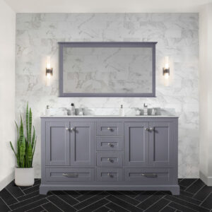 Dukes 60 in. W x 22 in. D Dark Grey Double Bath Vanity and 58 in. Mirror