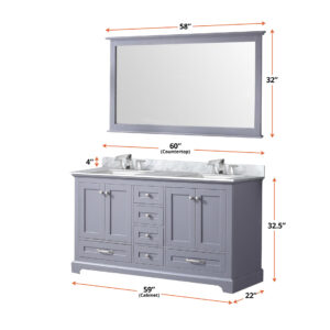 Dukes 60 in. W x 22 in. D Dark Grey Double Bath Vanity and 58 in. Mirror