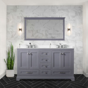 Dukes 60 in. W x 22 in. D Dark Grey Double Bath Vanity and Cultured Marble Top