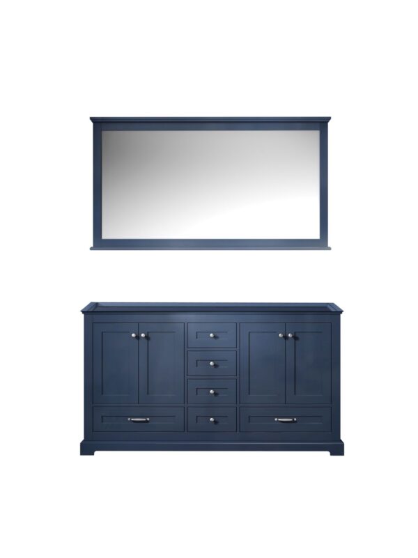 Dukes 60 in. W x 22 in. D Navy Blue Double Bath Vanity and 58 in. Mirror