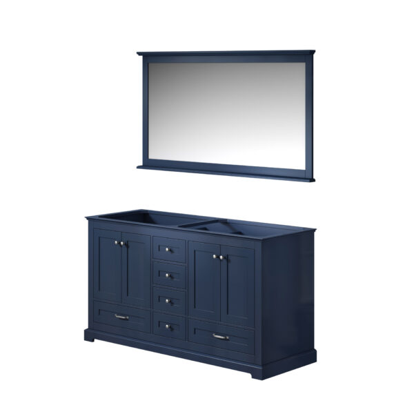 Dukes 60 in. W x 22 in. D Navy Blue Double Bath Vanity and 58 in. Mirror