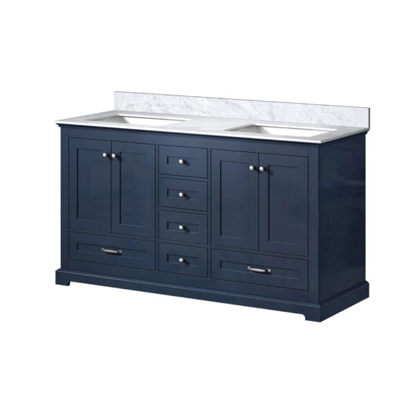 Dukes 60 in. W x 22 in. D Navy Blue Double Bath Vanity and Carrara Marble Top