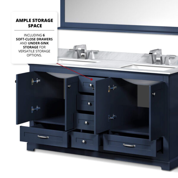 Dukes 60 in. W x 22 in. D Navy Blue Double Bath Vanity and 58 in. Mirror