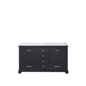 Dukes 60 in. W x 22 in. D Espresso Double Bath Vanity, Carrara Marble Top