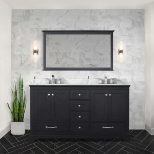 Dukes 60 in. W x 22 in. D Espresso Double Bath Vanity, Carrara Marble Top