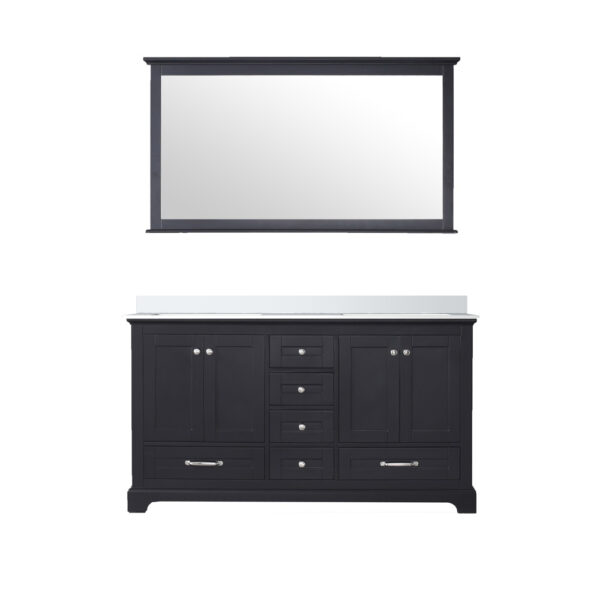 Dukes 60 in. W x 22 in. D Espresso Double Bath Vanity, Cultured Marble Top, and 58 in. Mirror