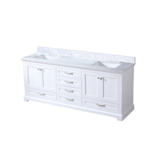 Dukes 80 in. W x 22 in. D White Double Bath Vanity and Carrara Marble Top