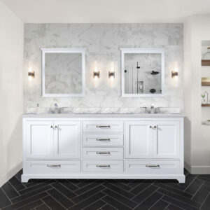 Dukes 80 in. W x 22 in. D White Double Bath Vanity and 30 in. Mirrors