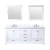 Dukes 80 in. W x 22 in. D White Double Bath Vanity, Cultured Marble Top, Faucet Set, and 30 in. Mirrors