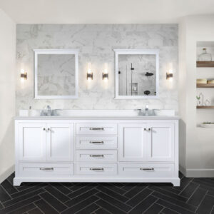 Dukes 80 in. W x 22 in. D White Double Bath Vanity and White Quartz Top