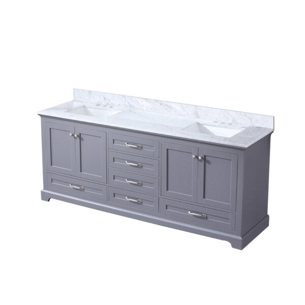 Dukes 80 in. W x 22 in. D Dark Grey Double Bath Vanity and Carrara Marble Top